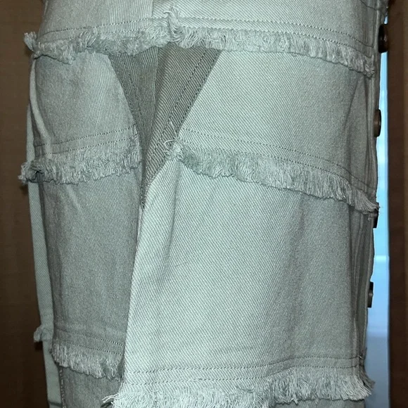 Very J Colorblock Sage Frayed Denim Button Mini Skirt Casual Womens Large - Picture 6 of 15